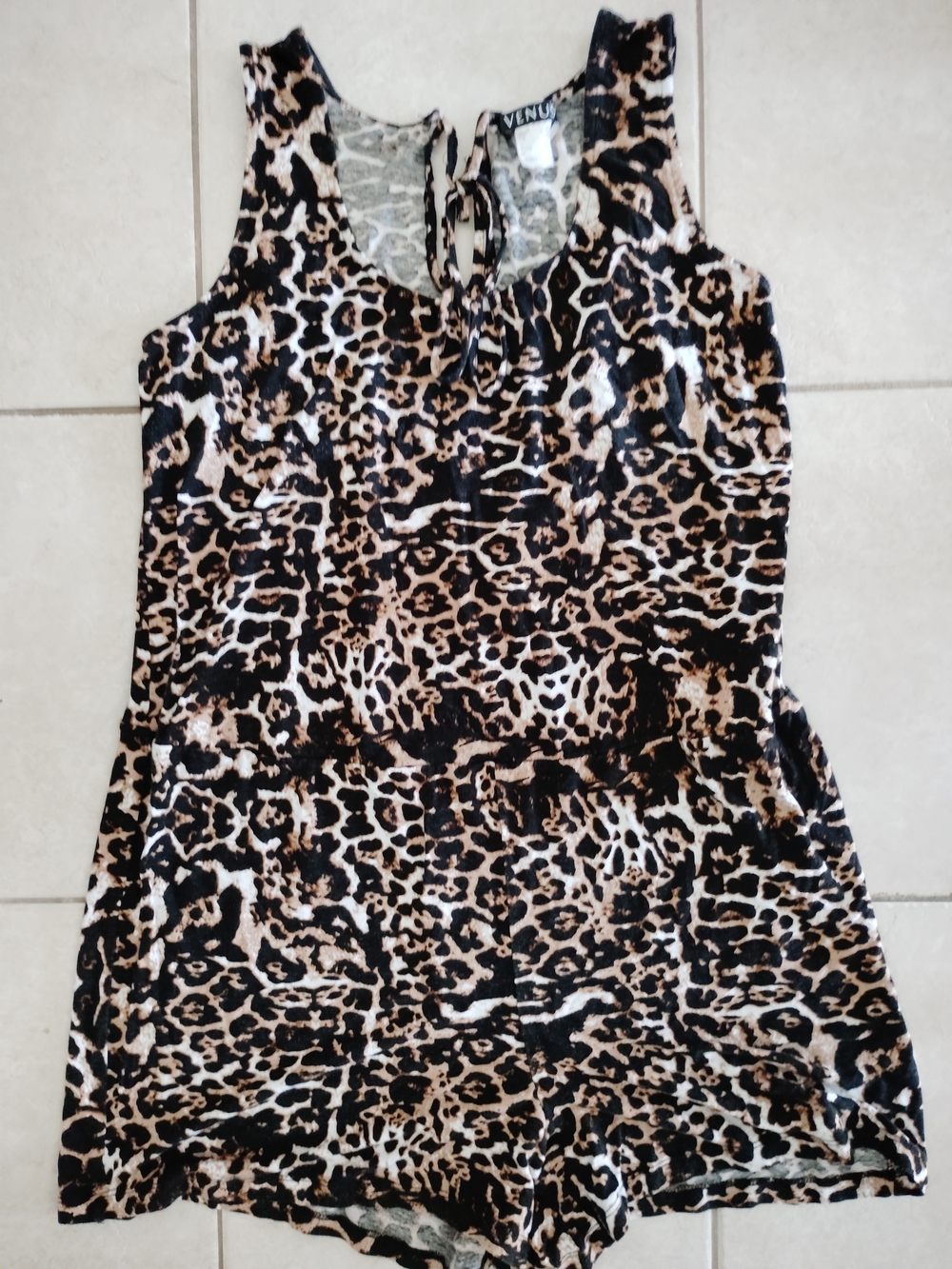 VENUS Girls' Leopard Print Tank Romper - Black, Brown, White